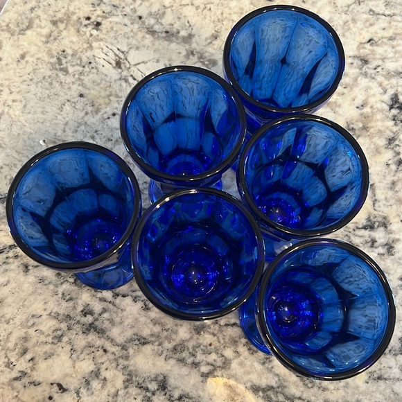 Set of 6 Cobalt Anchor Hocking Fountain Soda Parfait Sundae Glasses - Picture 6 of 7